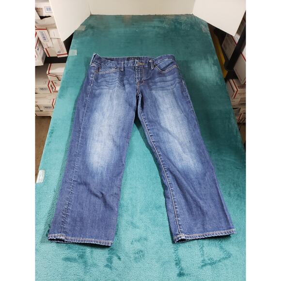 Lucky Brand Jeans Size 8 Womens Blue Stretch Medium Wash Mid Rise Sweet Crop - Picture 1 of 13